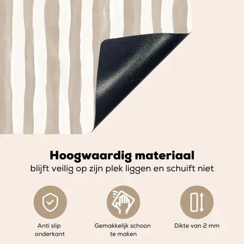 Minimalistisch - Strepen - Beige Inductie beschemer met haakjes klein 777 -ky-onderkant-nl
