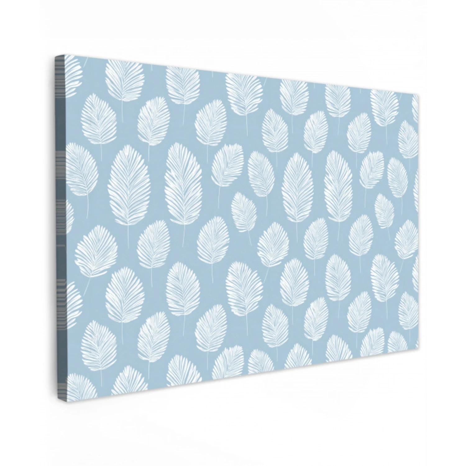 Palmbladeren - Naadloos - Patroon - Pastelblauw canvas 2cm klein 34 -z3d