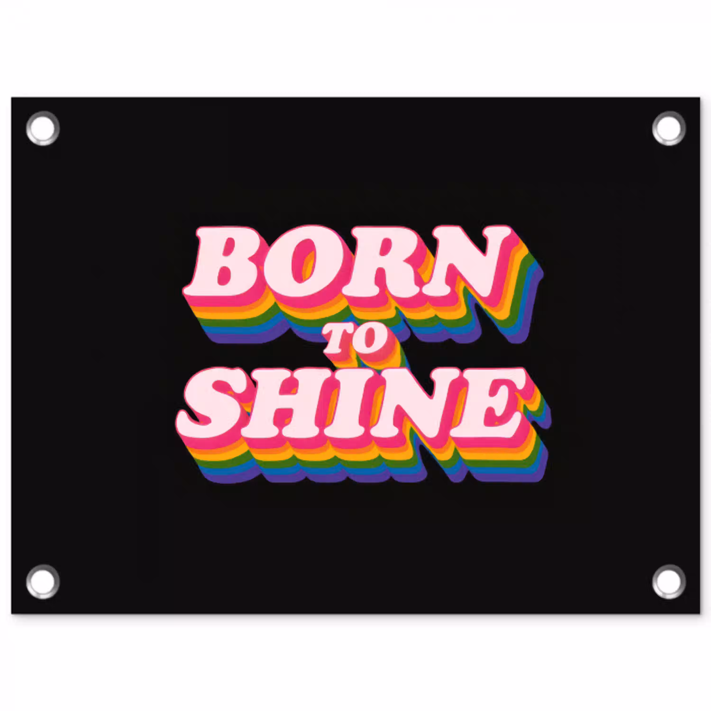 Quote - Regenboog - Roze - Zwart tuinposter los doek klein -3d
