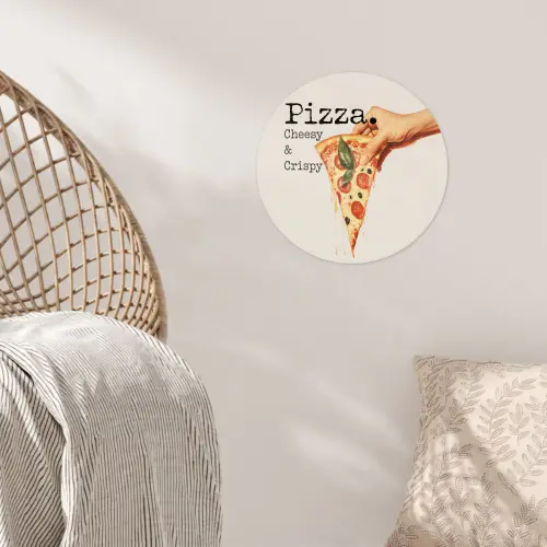 Pizza - Kaas - Pepperoni Wandcirkel behangsticker klein -sfeer4