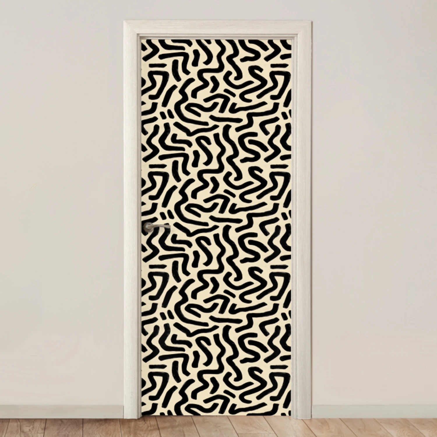 Abstract - Lijnen - Zwart deurposter klein 289 -3d_beige