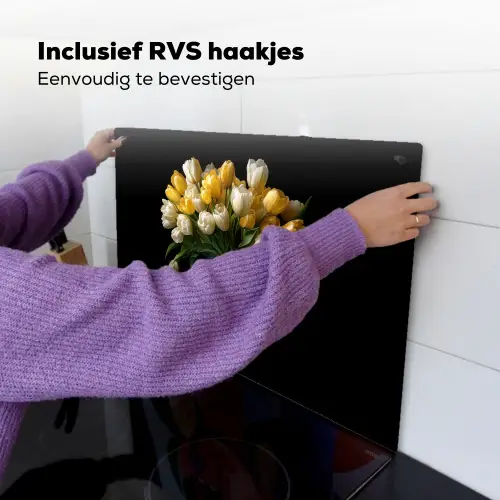 Geel - Tulpen - Vaas - Bloemen Inductie beschemer met haakjes klein -ky-ophangen-nl