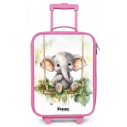 Jong olifantje op een schommel waterverf tekening Kinderkoffer - Roze klein -zz3dotto