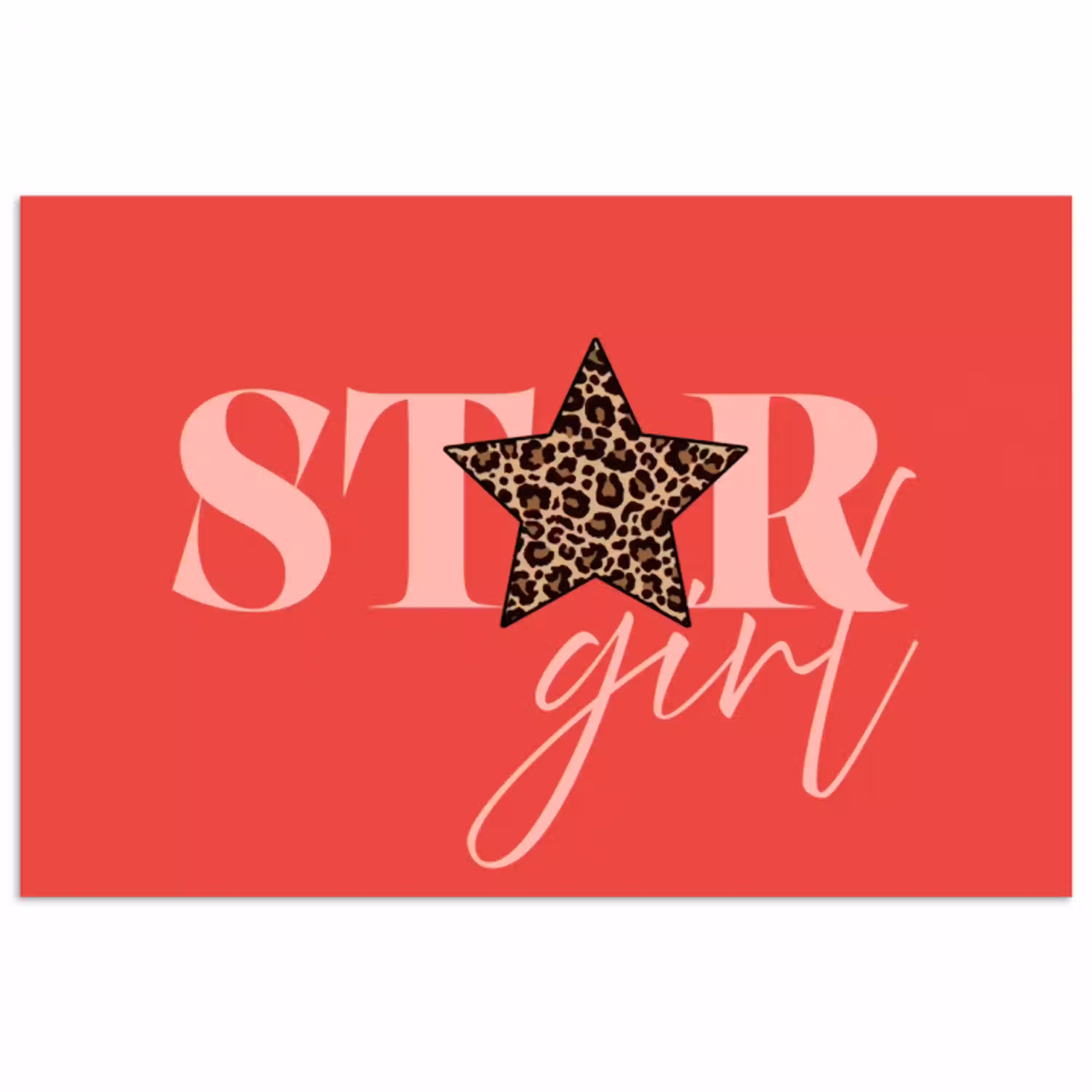 Star girl - Rood - Panter - Ster poster papier klein -3d