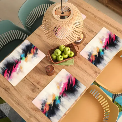 Dynamisch - Abstract - Kleurrijk - Zwart Placemat vinyl groot -zzsfeer5_Kitchenyeah-website