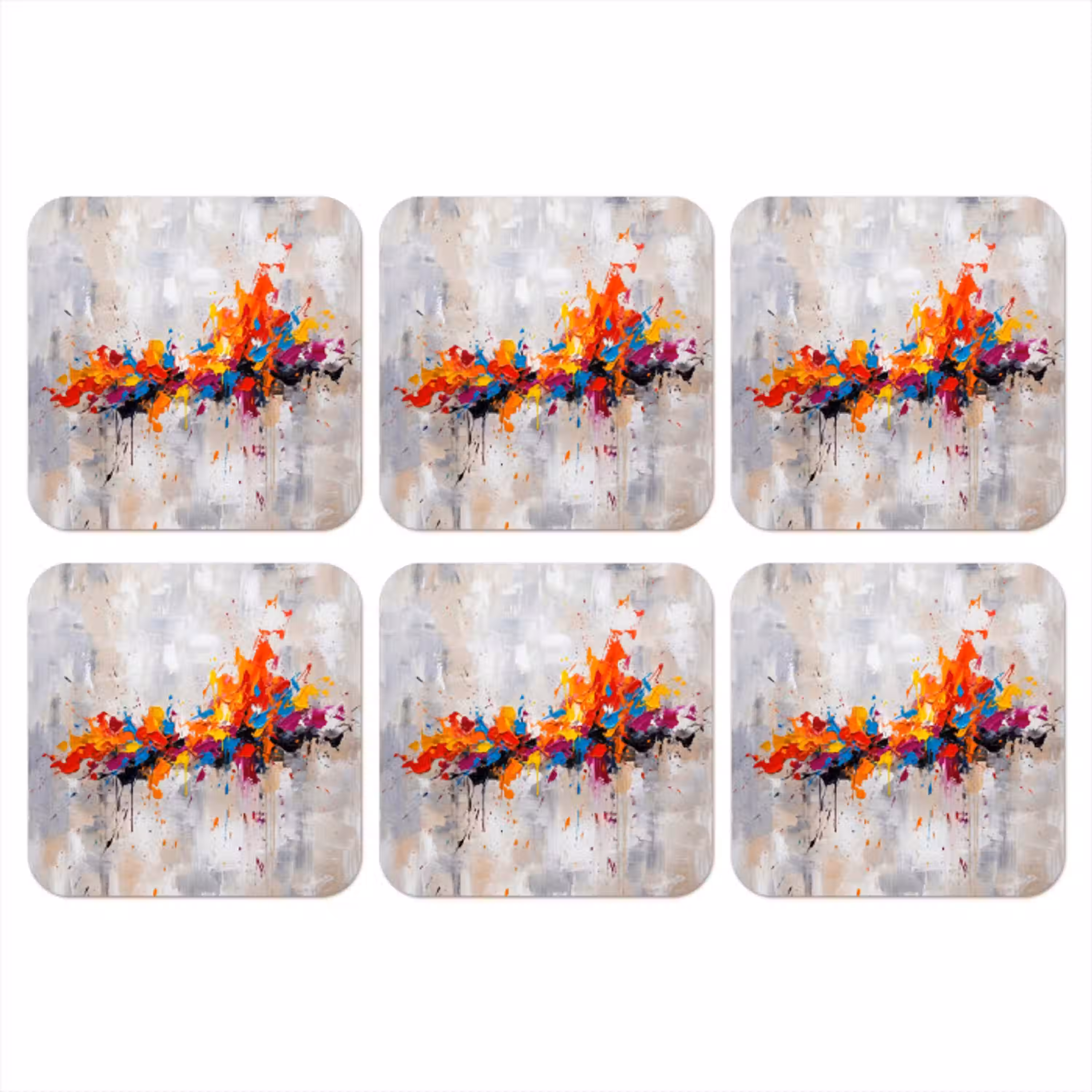 Abstract - Schilderij - Kleurrijk - Dynamisch onderzetter kurk middel -3d