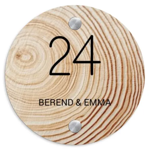 Holzmaserung - Klassisch Naambord Rond klein -3d