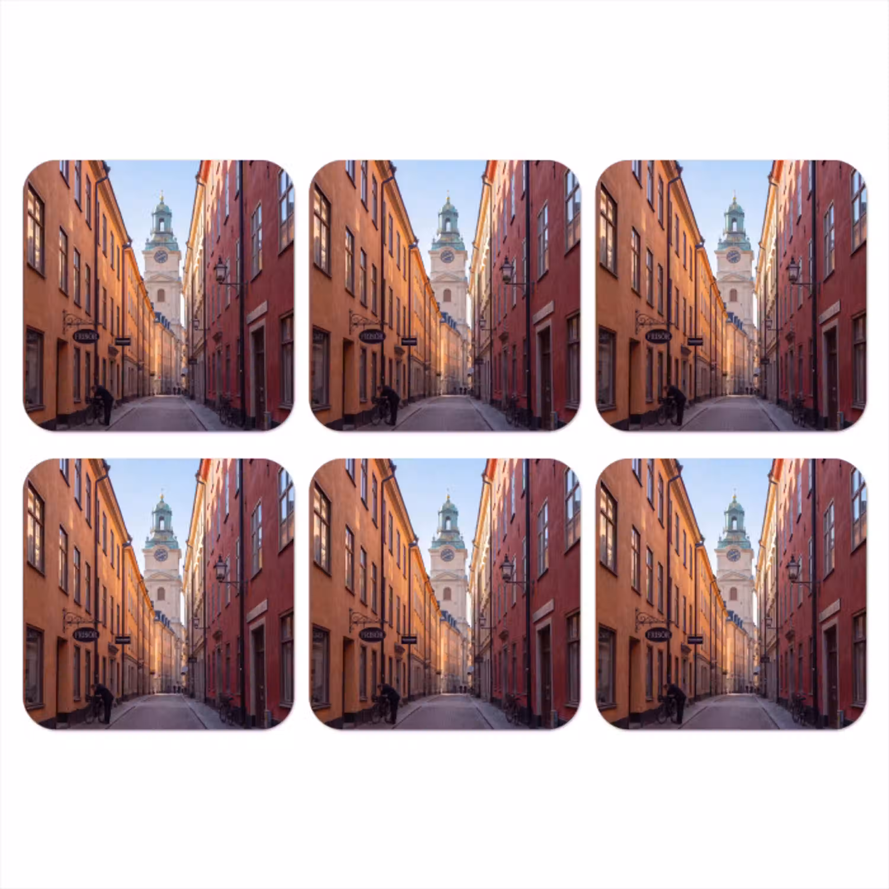 Straat - Klokkentoren - Stad - Architectuur - Historisch onderzetter kurk middel -3d