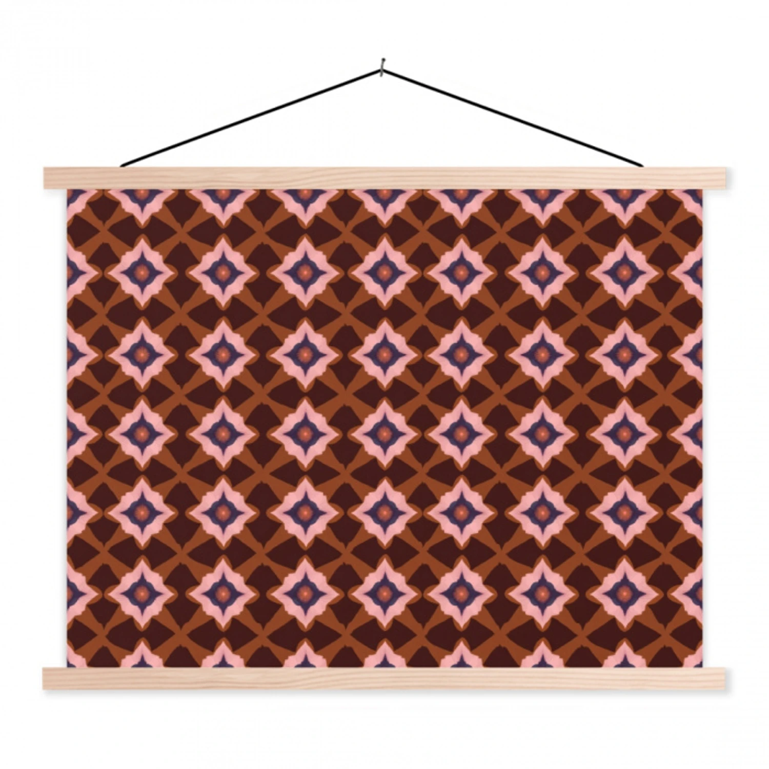Geometrisch - Sierlijk - Bruin textielposter latten blank klein 122 -3d