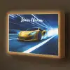 Auto - Geel - Race - Blauw Light Box met batterij (Wandlamp kind) middel -z3d_website