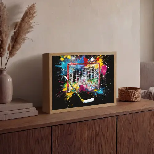 Graffiti - Sport - IJshockey - Hockey goal Light Box met batterij (Wandlamp) middel -sfeer2