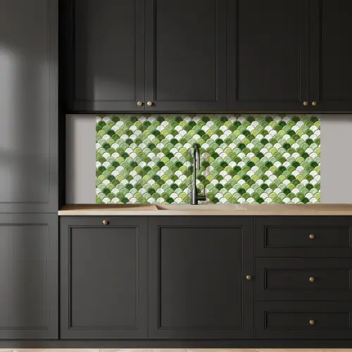 Keramiek -  Structuur - Groen - Wit keuken achterwand 2 middel 871 -sfeer1