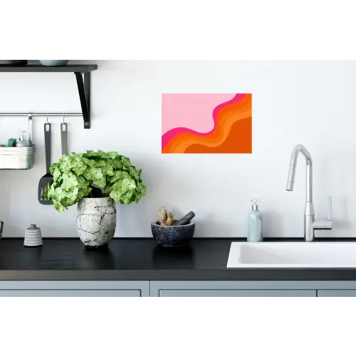 Retro - Waves - Kleurrijk Muursticker klein -keuken