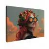 Vrouw - Kroon - Tomaat - Bascilicum - Zonnebril Tuinposter op houten frame 2 cm dik klein -3d