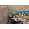 Dorp - Heuvels - Landschap - Bomen Placemat vinyl groot -closeup