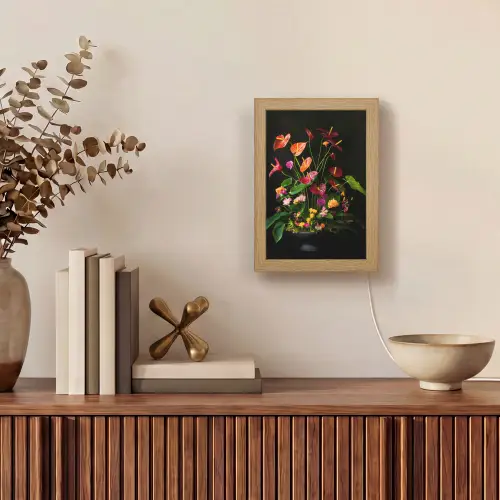 Bloemen - Vaas - Kleurrijk Light Box met kabel (Tafellamp) klein -sfeer2