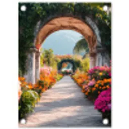 Doorkijk - Bloemen - Tropisch - Kleurrijk tuinposter los doek klein -3d
