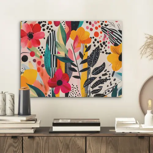 Bloemen - Bladeren - Abstract - Kleurrijk PET vilt klein -sfeer1