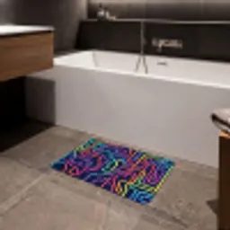 Retro - Abstract - Neon Badmat klein -sfeer3