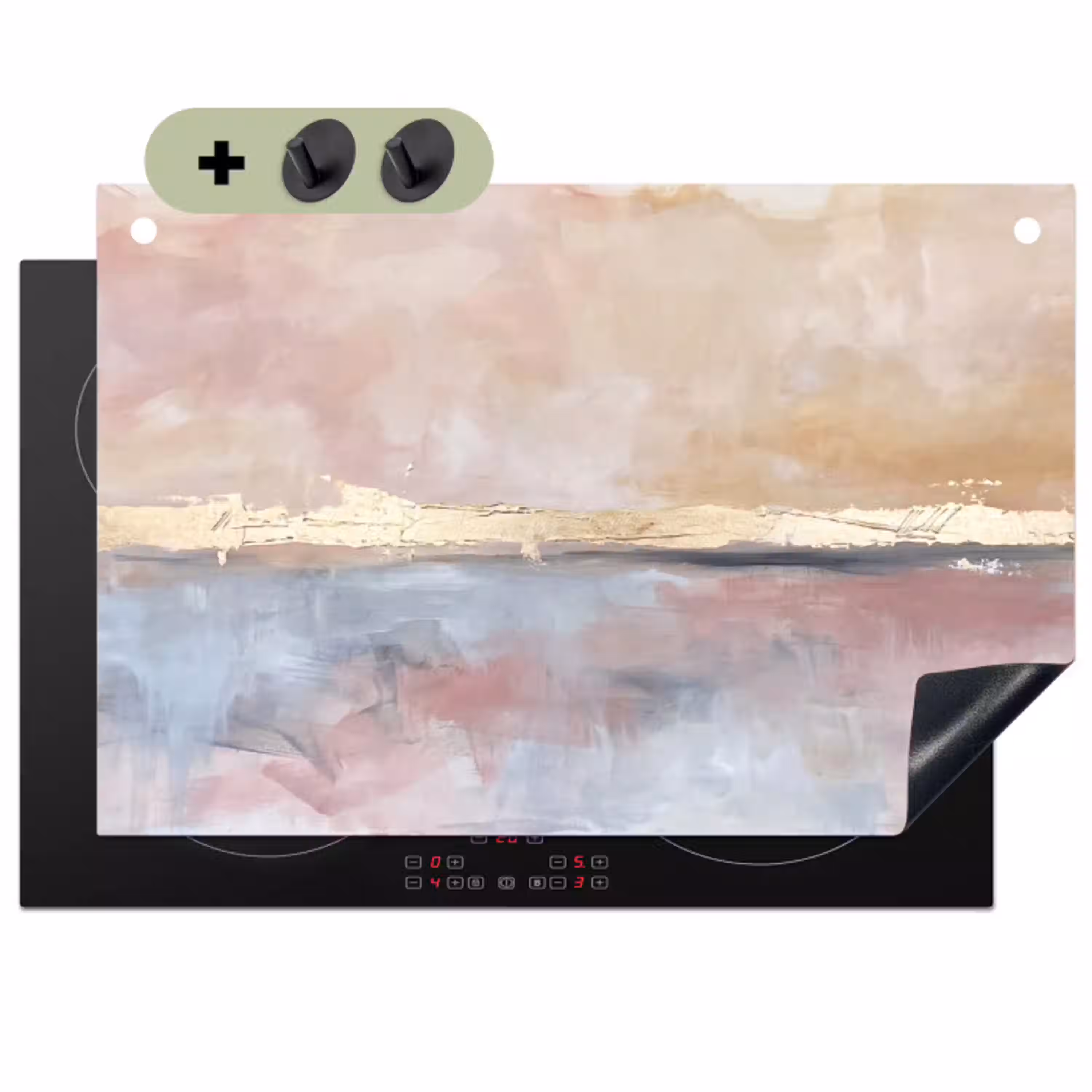 Abstract - Horizontaal - Kunst - Roze - Goud Inductie beschemer met haakjes klein -3d