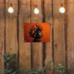 Vrouw - Chilipepers - Pepers - Bloemen tuinposter los doek klein -sfeer1