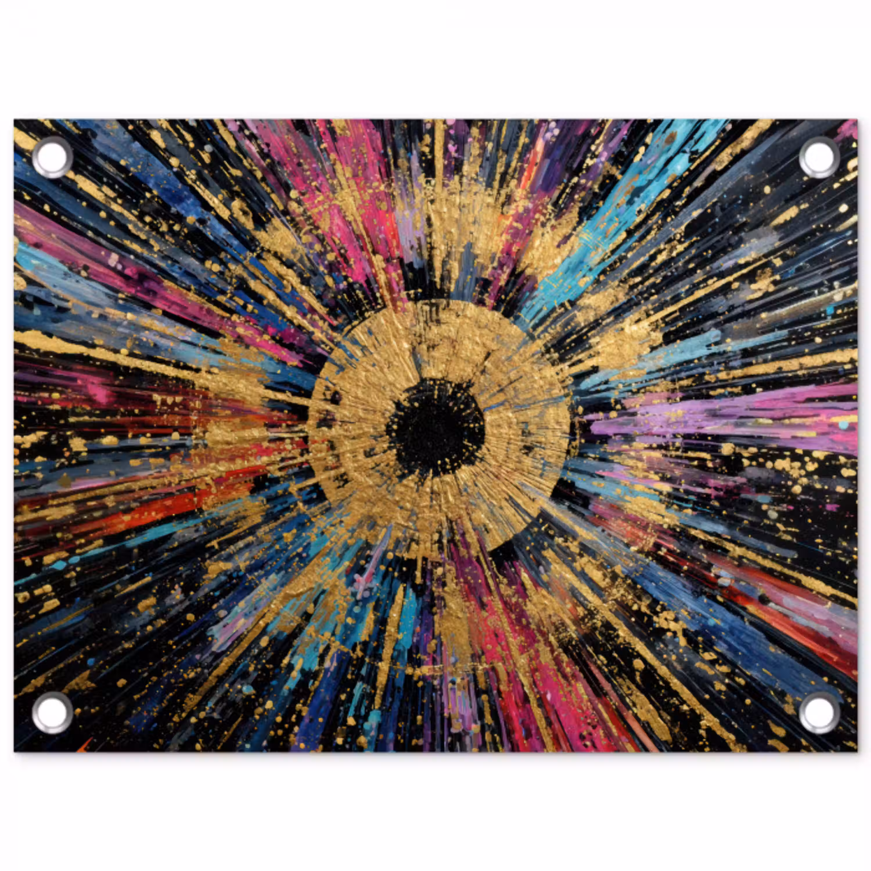 Explosie - Goud - Kleurrijk - Abstract tuinposter los doek klein -3d