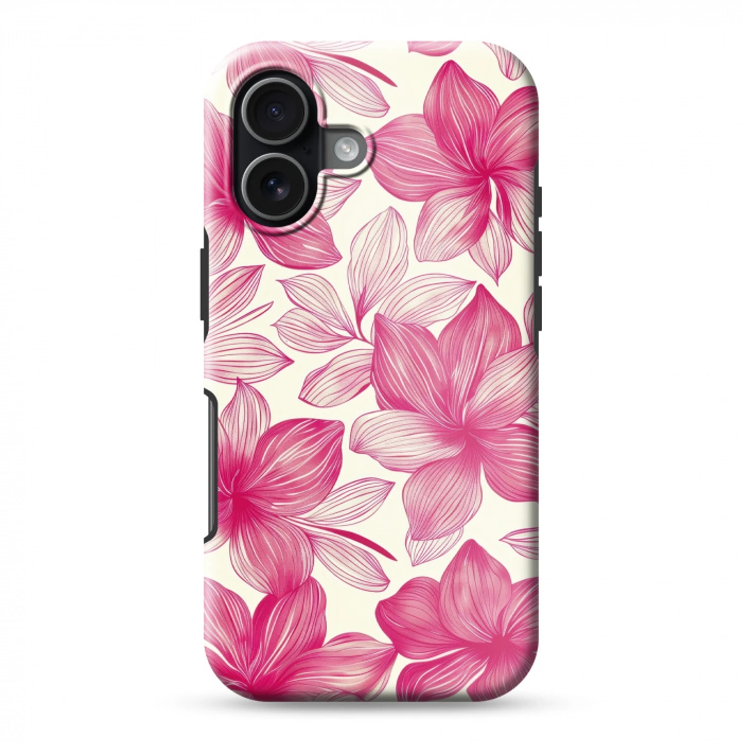 Bloemen - Patroon - Roze - Wit Toughcase MagSafe Apple iPhone 17 klein -3d