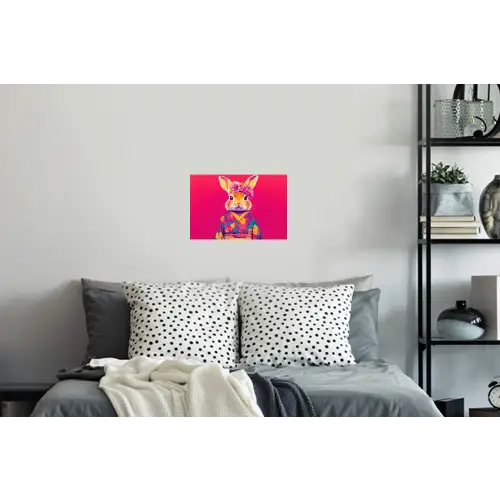 Konijn - Bloemen - Kleurrijk - Kimono Muursticker klein -slaapkamer