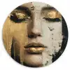 Abstract - Goud - Gezicht - Lippen Wandcirkel kunststof plaat 5mm dik klein -3d