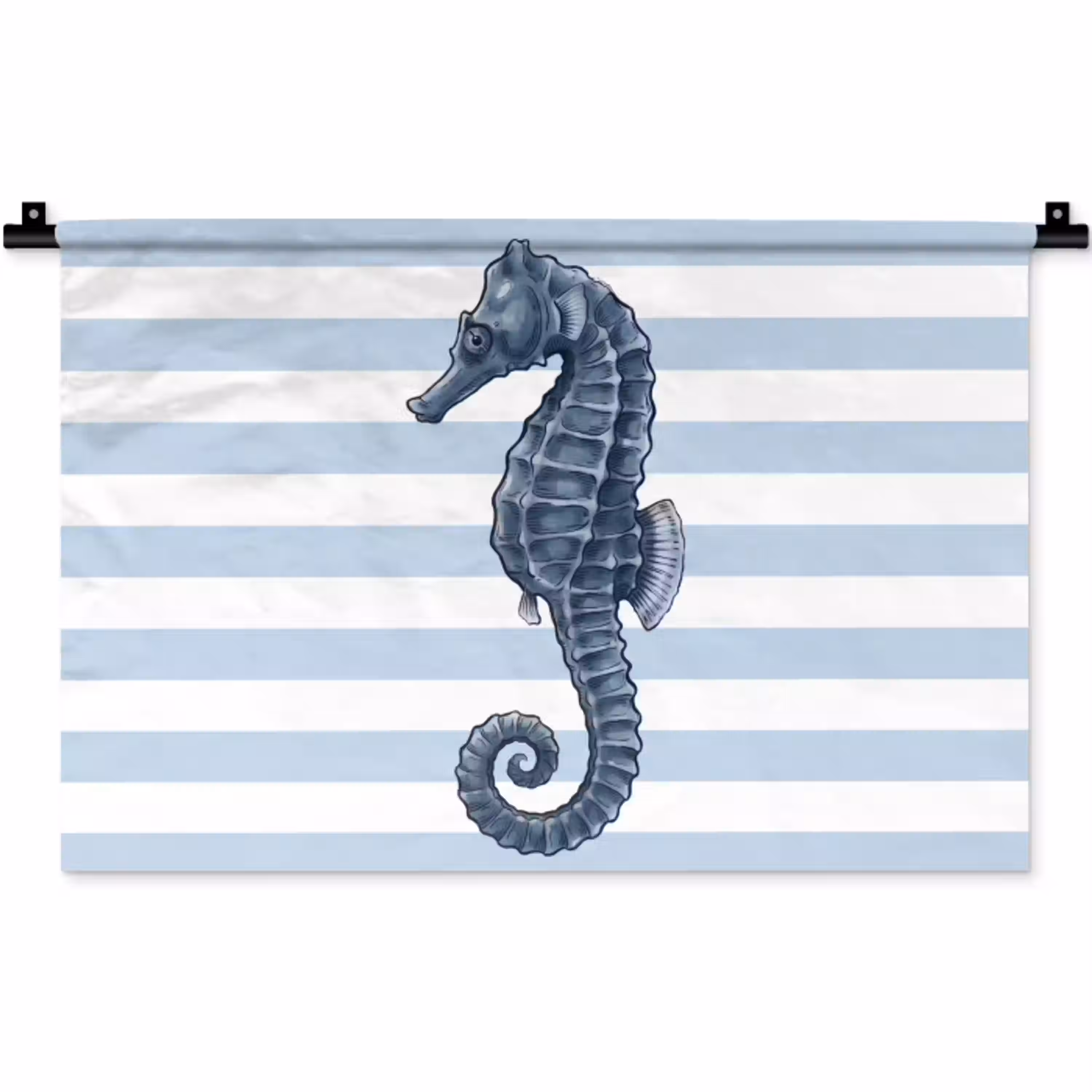 Vis - Oceaan - Illustratie - Blauw - Strepen Wandkleed katoen klein -zz3d
