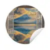 Doorkijk - Landschap - Bergen - Uitzicht - Raam Wandcirkel tuinposter met ringen klein -3d