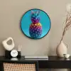 Ananas - Regenboog - Blauw - Popart Fotolijst rond zonder passe partout klein -sfeer1