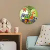 Jungle dieren - Planten - Kinderen - Olifant - Giraf - Leeuw Wandcirkel kunststof plaat 5mm dik klein -tsfeer1_kind