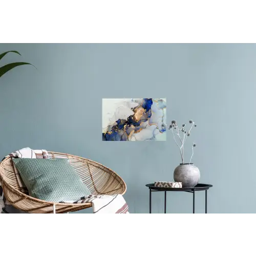 Marmer - Blauw - Goud Muursticker klein -plant