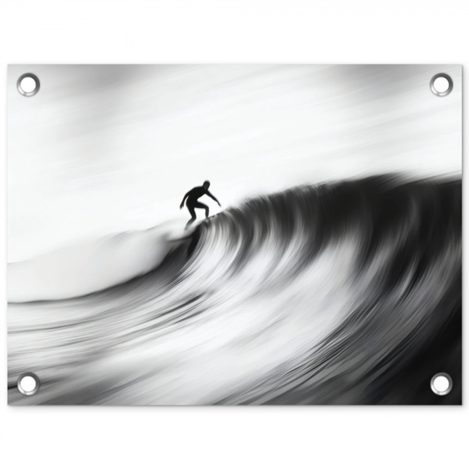 Surfer - Golf - Vervaagd - Zwart tuinposter los doek klein -3d