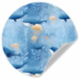 Walvissen - Oceaan - Blauw Wandcirkel behangsticker klein 186 -3d