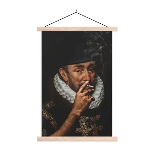 Willem van Oranje - Adriaen Thomasz - Sigaretten textielposter latten blank klein -3d