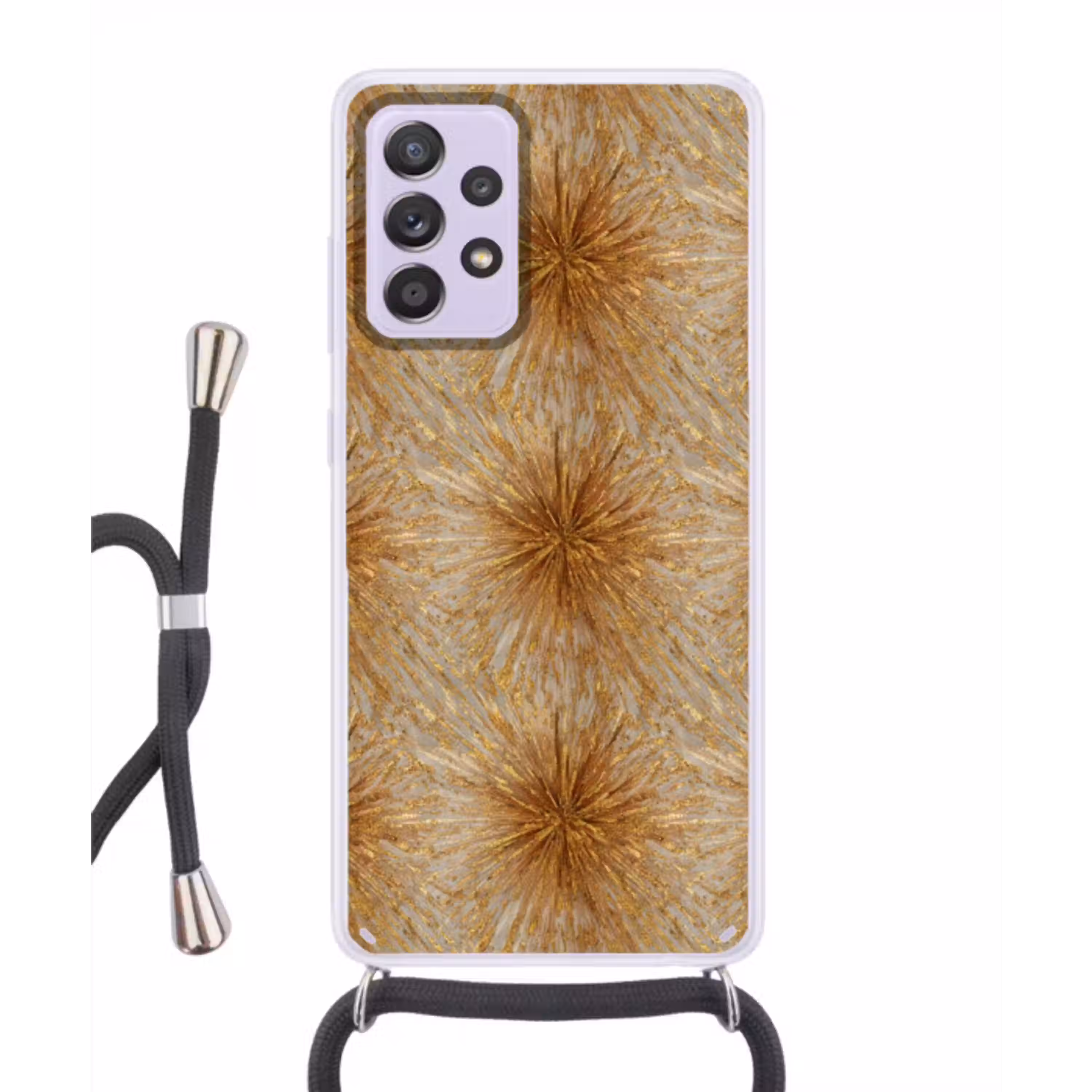 Explosie - Abstract - Goud - Wit Hoesje Samsung Galaxy A52 5G met koord klein 816 -3d