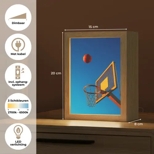 Basketbal -  Lucht - Ring Light Box met kabel (Tafellamp) klein -USP_NL