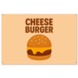 Cheeseburger - Minimalistisch - Geel tuinposter los doek groot -3d