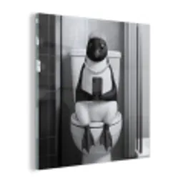 Pinguïn - Telefoon - Toilet - Zwart - Wit plexiglas 5mm klein -z3d
