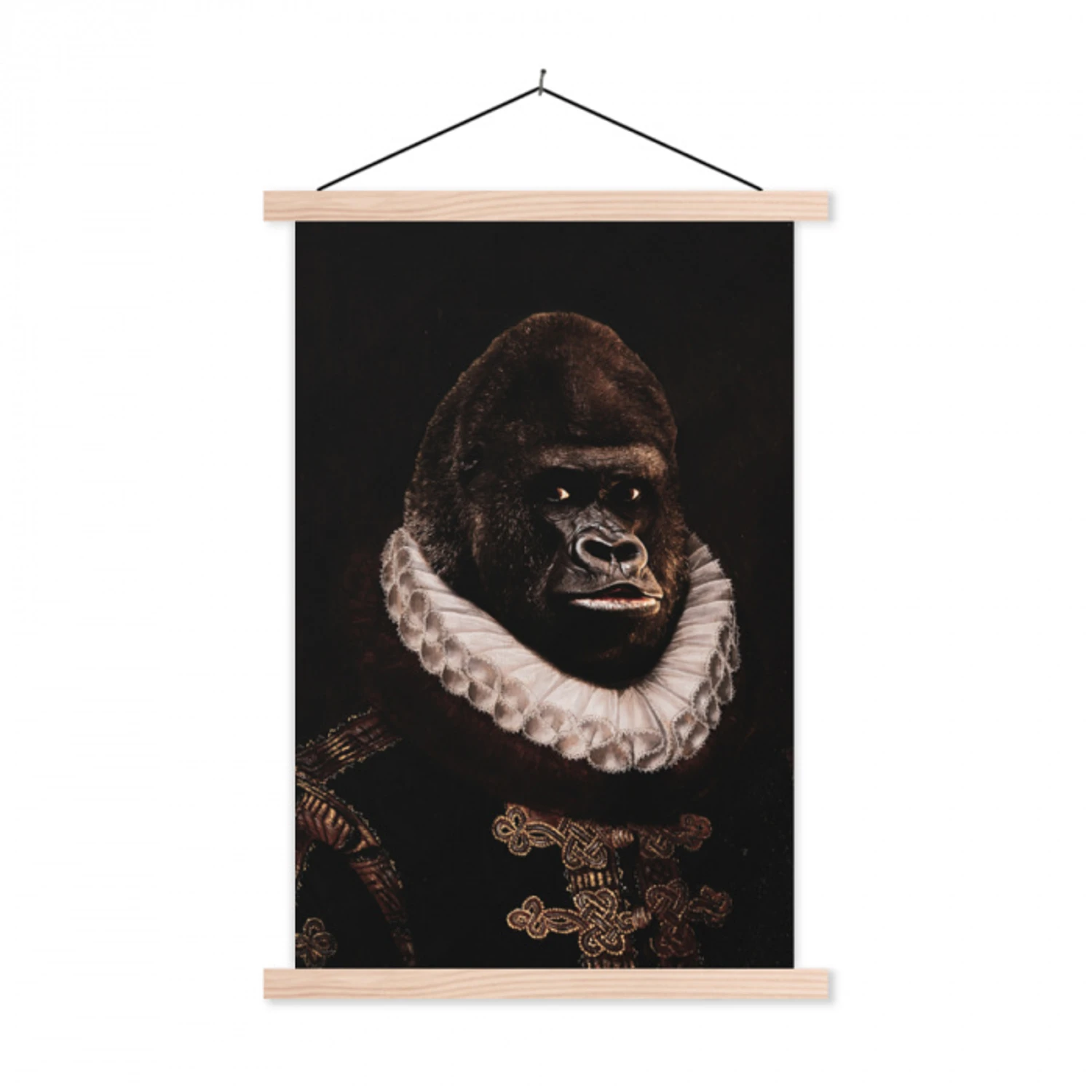 Willem van Oranje - Adriaen Thomasz - Aap textielposter latten blank klein -3d