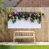 Bloemen - Muur - Geel - Paars Tuinposter op houten frame 2 cm dik xxl -sfeer4