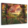 Wijngaard - Druiven - Zonsondergang Textielframe zwart klein -3d