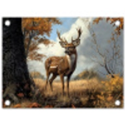 Hert - Herfstkleuren - Boom - Gewei tuinposter los doek klein -3d