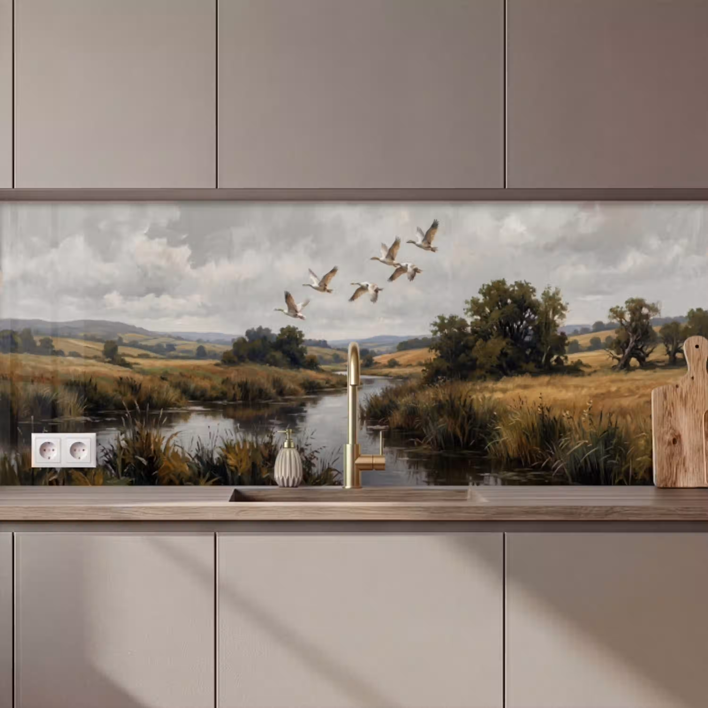 Eenden - Rivier - Landschap - Vlucht - Nostalgisch keuken achterwand 2 middel zz_3dshopping