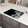 Dieren - Leeuw - Zwart - Wit - Portret Inductie beschermer vinyl 3mm klein -sfeer8