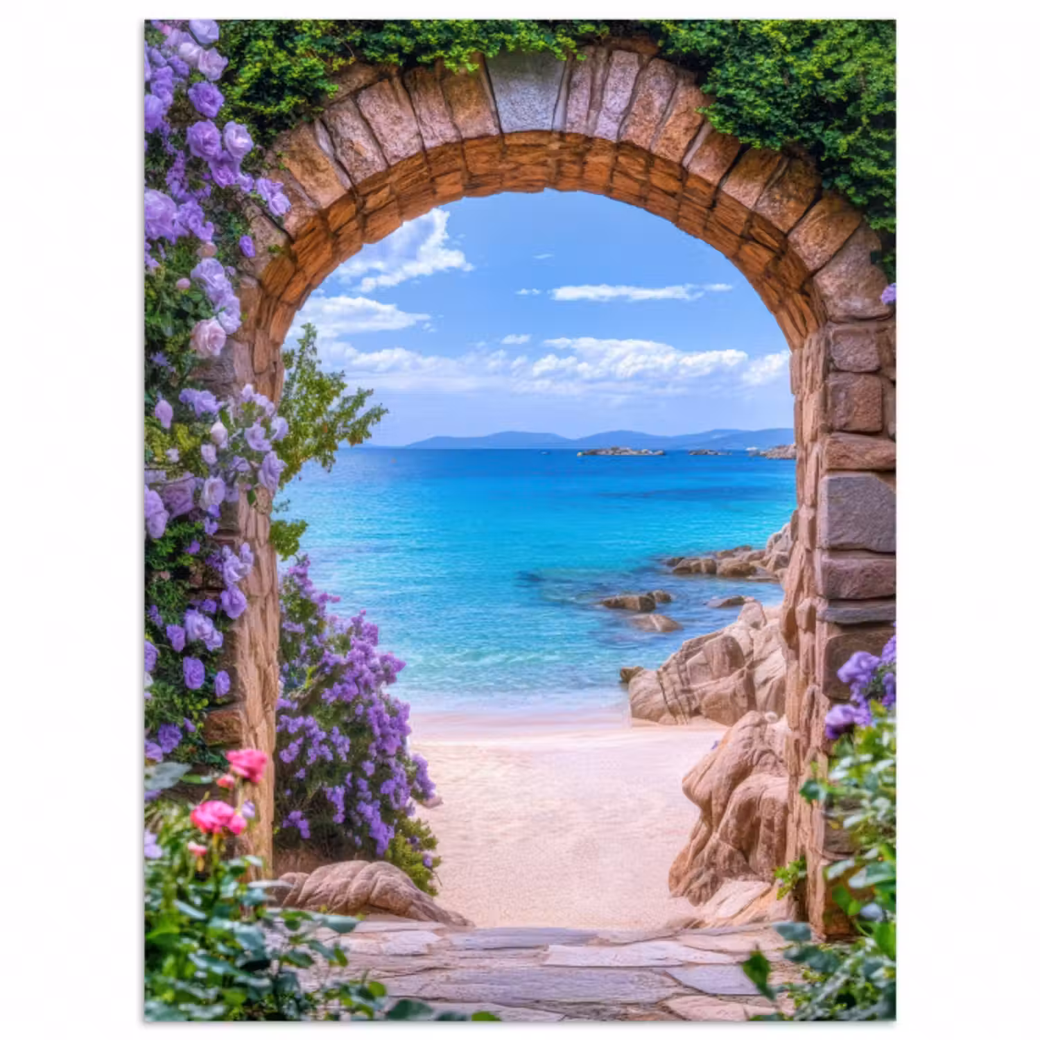 Poster - Aussicht - Tor - Meer - Strand - Felsen