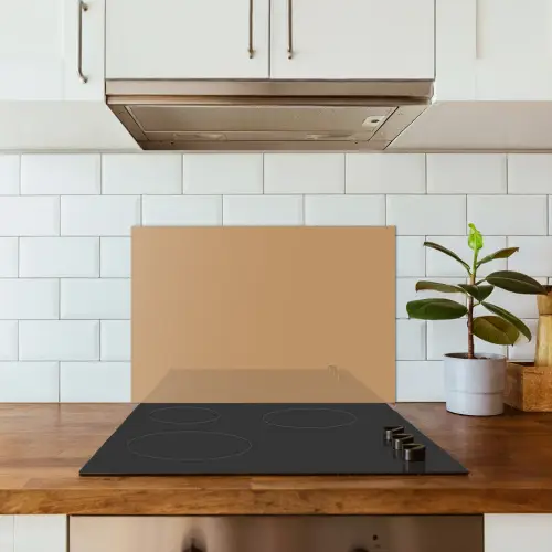 Bruin - Effen print keuken achterwand spatscherm klein 900 -sfeer2