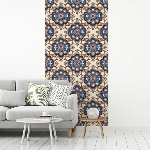 Floraal - Ornament - Blauw fotobehang vinyl groot 64 -woonkamer